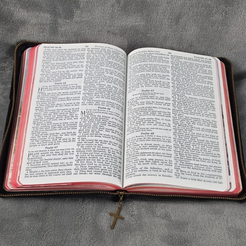 Vintage KJV Holy‎ Bible Concordance Dictionary Zippered Revised Red Letter World